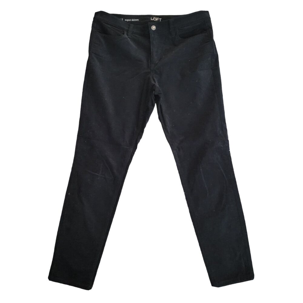 LOFT Corduroy Jeans Womens Size 31/12 Black Super Skinny Stretch Lightweight